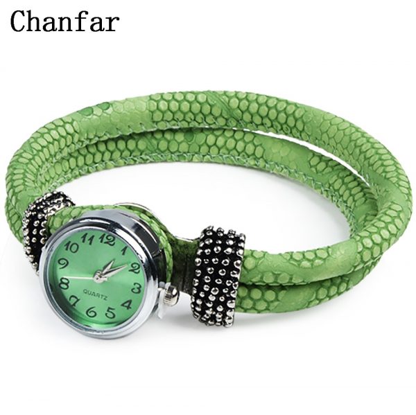 Chanfar Double Wrap Leather Bracelet Snap Button Watch Bracelet Jewelry For Women Men Fashion Gift