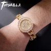 TOPGRILLZ New Luxury Watch Style Bracelet Iced Micro Pave Cubic Zirconia With Spring Clasp High Quality Hip Hop Jewelry For Gift