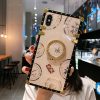 Luxury Time Pattern Square Phone Case for IPhone SE 2020 Fundas 6 6s 7 8 Plus XR XS MAX 11 Pro Max Coque Bling Ring Holder Cover