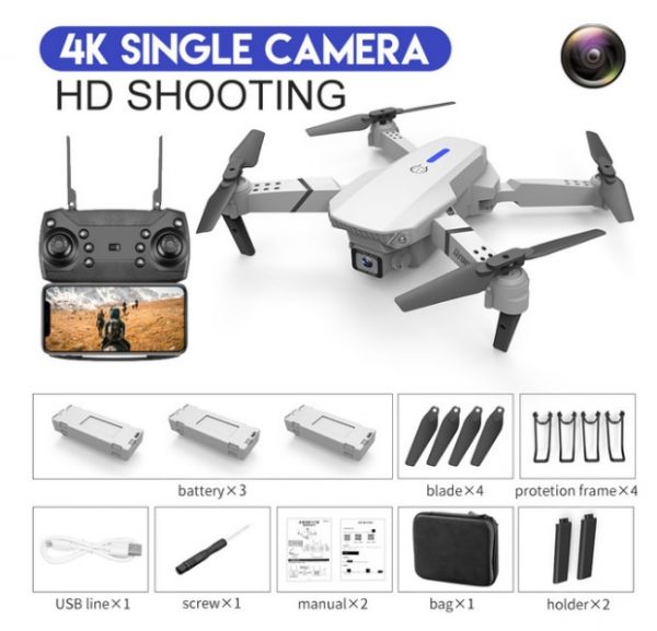 LSRC 2021 New Quadcopter Drone E525 HD 4K 1080P Camera and WiFi FPV HeightKeeping RC Foldable Quadcopter Dron Toy Gift