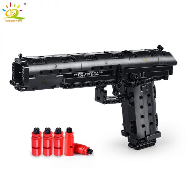 HUIQIBAO 563PCS Desert Eagle Toy Model Building Blocks Set Technic Assembly Bricks City DIY Weapon Game Gun Children Toys Gift