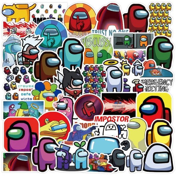 Among Us Game Stickers 10/50Pcs Waterproof Cartoon Cute Skateboard Luggage Laptop Helmet Decals Stickers Kids Stationery Toys