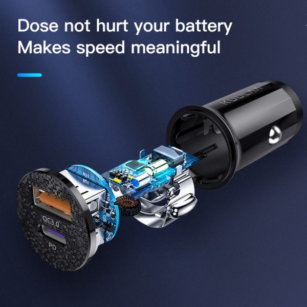 KUULAA Mini USB Car Charger Quick Charge 4.0 PD 3.0 36W Fast Charging Charger For iPhone Huawei Xiaomi Mi Type C Mobile Phone