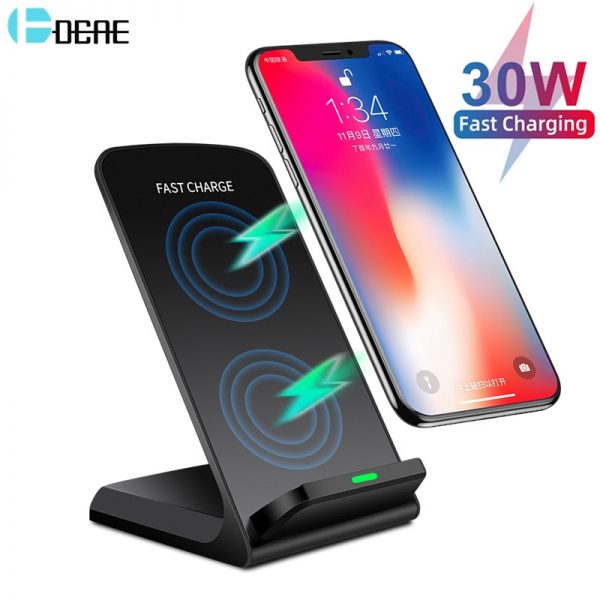 DCAE Quick 30W Qi Wireless Charger Dock Station For iPhone 12 11 Pro Max Mini XS XR X 8 Samsung S20 S10 S9 Fast Charging Stand