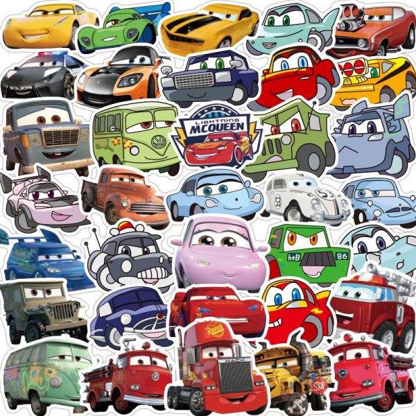 10/50Pcs Disney Kawaii Anime Stickers Funny Pixar Cars DIY Sticker Laptop Guitar Skateboard Luggage Waterproof Stikers Kids Toys