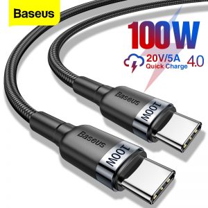 Baseus 100W USB C To USB Type C Cable USBC PD Fast Charger Cord USB-C Type-c Cable For Xiaomi mi 10 Pro Samsung S20 Macbook iPad