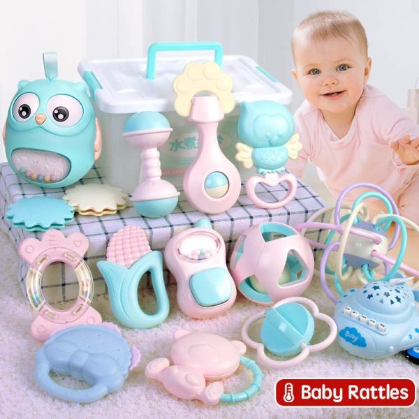 11-16Pcs Baby Rattle 0-12 Months Newborn Soft Bell Teethers Hand Shaking Crib Mobile Ring Educational Toy For Children Set Gifts