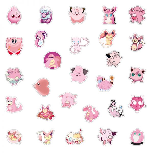 10/30/50Pcs Pink Pokemon Stickers TAKARA TOMY Waterproof Skateboard VSCO Guitar Laptop Luggage Cartoon Girl Kids Stikers Toys