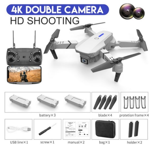 LSRC 2021 New Quadcopter Drone E525 HD 4K 1080P Camera and WiFi FPV HeightKeeping RC Foldable Quadcopter Dron Toy Gift