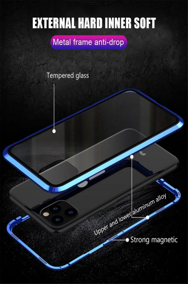 Magnetic Attraction Case For iPhone 11 Pro Max SE 2020 Shockproof Case For iPhone 6 6s 7 8 Plus Tempered Glass Back Cover