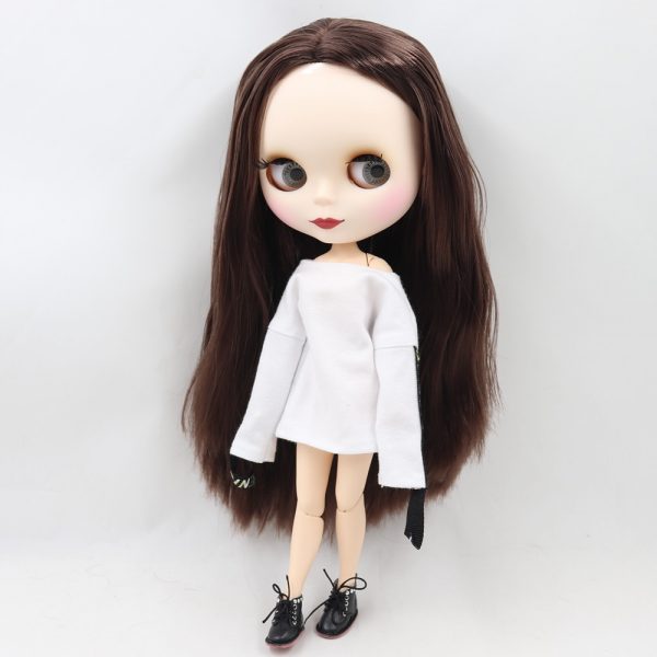 ICY DBS Blyth doll No.2 WHITE and Black skin joint body oily straight hair 1/6 BJD special price toy gift