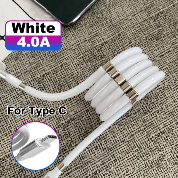 Magic Rope USB-C Magnetic Cable Type C USB Cable 4A Phone Fast Charging Data Sync Cord For Samsung A51 S10 S20 Charging Cable