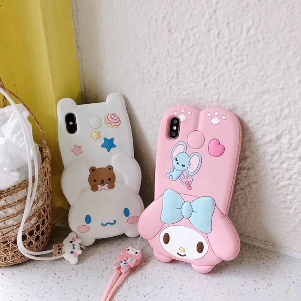 Hot Lovely 3D lanyard Cute doll soft silicone phone case for apple iphone X XR XS MAX 6 7 8 plus dog funda cover coque