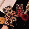 Luxury brand Square leopard pattern Hairball soft silicon phone case for iphone 6 7 8 plus X XR MAX 11 Pro 2020 SE Scarves cover