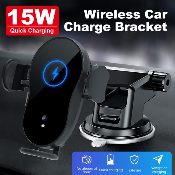 15W Car phone holder qi wireless charger for iPhone 12 X XR Samsung S10 S9 S8 smart sensor car mount phone holder charger