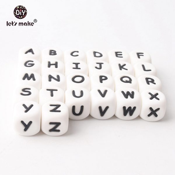 100pc Silicone Beads Alphabet Letter Food Grade For Teething Necklace In 26 Letters BPA Free Silicone Letter Teether Let's Make