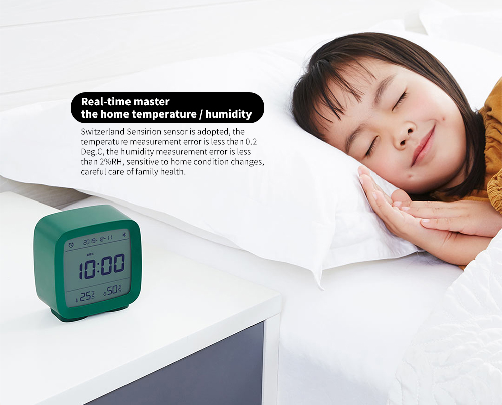 CGD1 Mini Multifunction Bluetooth Alarm Clock Temperature / Humidity Monitor Night Light - Warm White