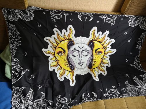 White Black Colorful Sun Moon Mandala Tapestry Wall Hanging Celestial Wall Tapestry Hippie Wall Carpets Dorm Decor Wall Tapestr photo review
