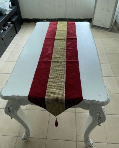 high quality Gold Rhinestones Table Runner luxurious faux silk Flannel Diamond Table Runners Pillow Case Table Mat For homeParty photo review