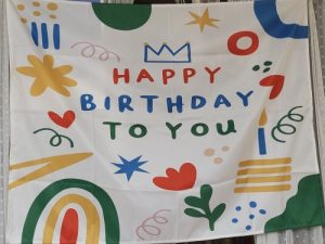 Happy Birthday Background Tapestry Cloth  Kawaii Children's Room Wall Decoration Girls' Dormitory Cartoons Home Party Decor photo review