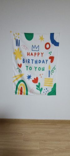 Happy Birthday Background Tapestry Cloth  Kawaii Children's Room Wall Decoration Girls' Dormitory Cartoons Home Party Decor photo review
