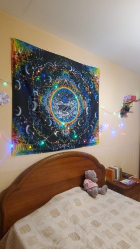White Black Colorful Sun Moon Mandala Tapestry Wall Hanging Celestial Wall Tapestry Hippie Wall Carpets Dorm Decor Wall Tapestr photo review