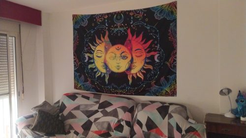 White Black Colorful Sun Moon Mandala Tapestry Wall Hanging Celestial Wall Tapestry Hippie Wall Carpets Dorm Decor Wall Tapestr photo review