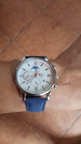 Men Sport Watch Stainless Steel Quartz Wristwatch Man Business Casual Simple Leather photo review