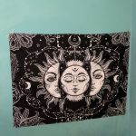 White Black Colorful Sun Moon Mandala Tapestry Wall Hanging Celestial Wall Tapestry Hippie Wall Carpets Dorm Decor Wall Tapestr photo review
