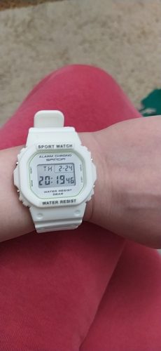 SANDA White Fashion Women's Watches Waterproof LED Digital Watch for Female photo review