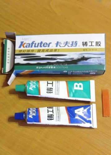 65g Kafuter A+B Metal Repairing Adhesive Super Glue Iron Steel Auto Radiator Water Tank Special leakage Plugging Welding Glue photo review