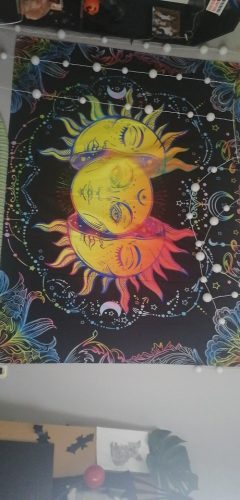 White Black Colorful Sun Moon Mandala Tapestry Wall Hanging Celestial Wall Tapestry Hippie Wall Carpets Dorm Decor Wall Tapestr photo review