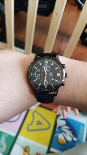 Men Sport Watch Stainless Steel Quartz Wristwatch Man Business Casual Simple Leather photo review