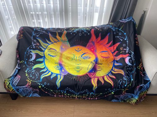 White Black Colorful Sun Moon Mandala Tapestry Wall Hanging Celestial Wall Tapestry Hippie Wall Carpets Dorm Decor Wall Tapestr photo review
